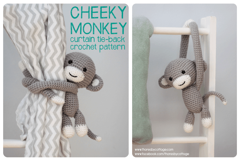 Monkey curtain tie back crochet pattern