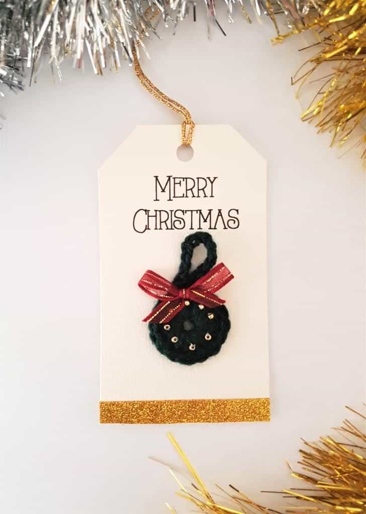 free crochet Christmas tag
