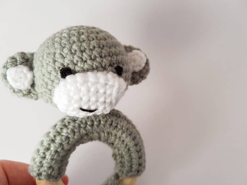 crochet monkey rattle / teether