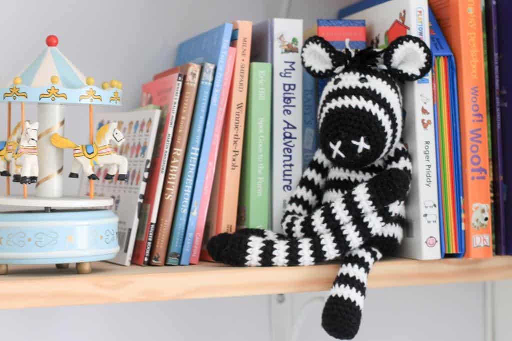 crochet zebra curtain tieback