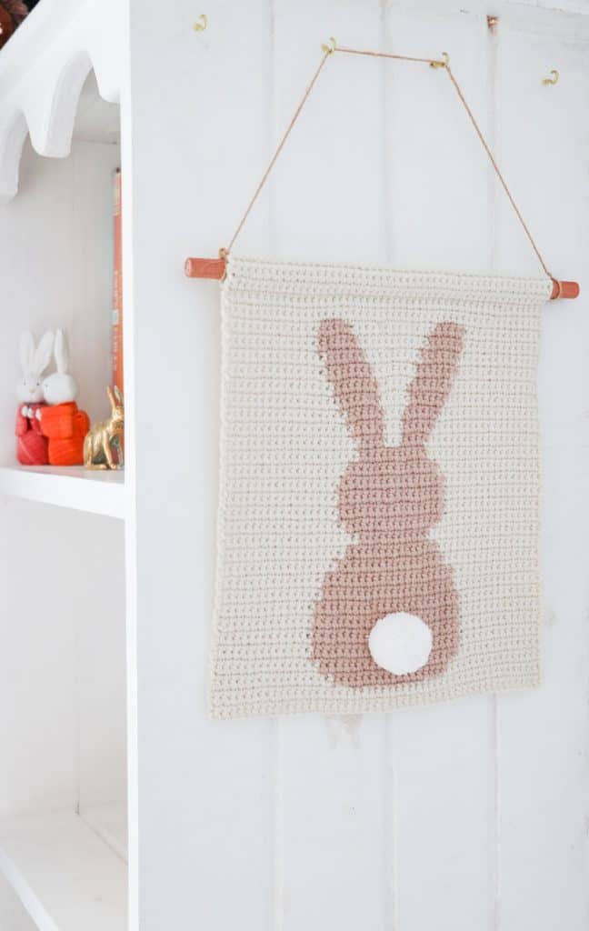 Crochet rabbit wall hanging