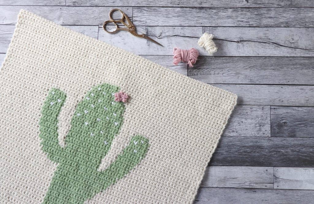 Crochet cactus wall hanging