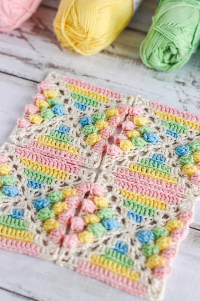 Rainbow Gumdrop Crochet Square | Free crochet pattern