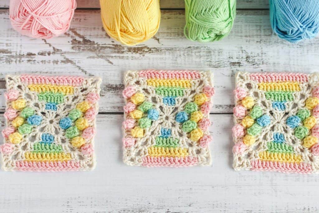 Rainbow Gumdrop Crochet Square | Free crochet pattern