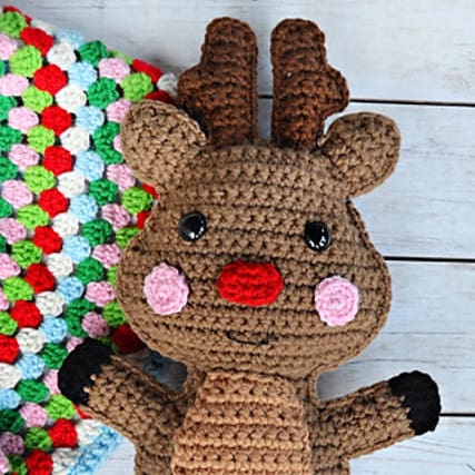Festive Kawaii crochet Reindeer 