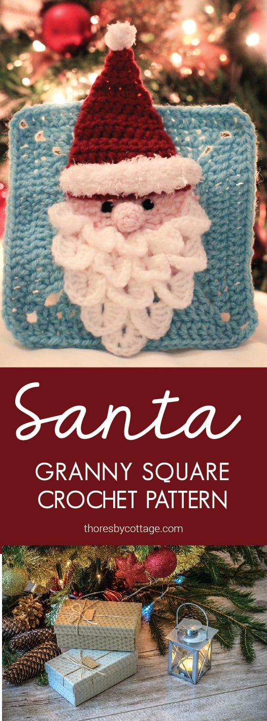 Santa granny square crochet pattern | Christmas granny square