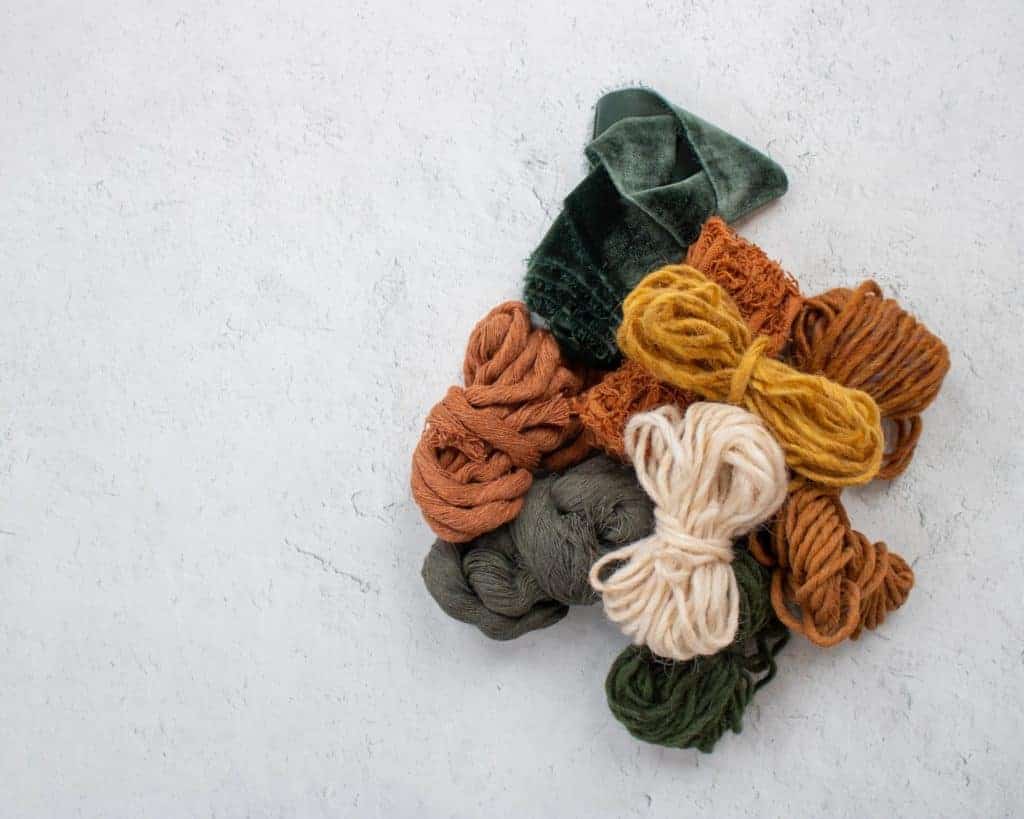 Pile of yarn in autumnal tones