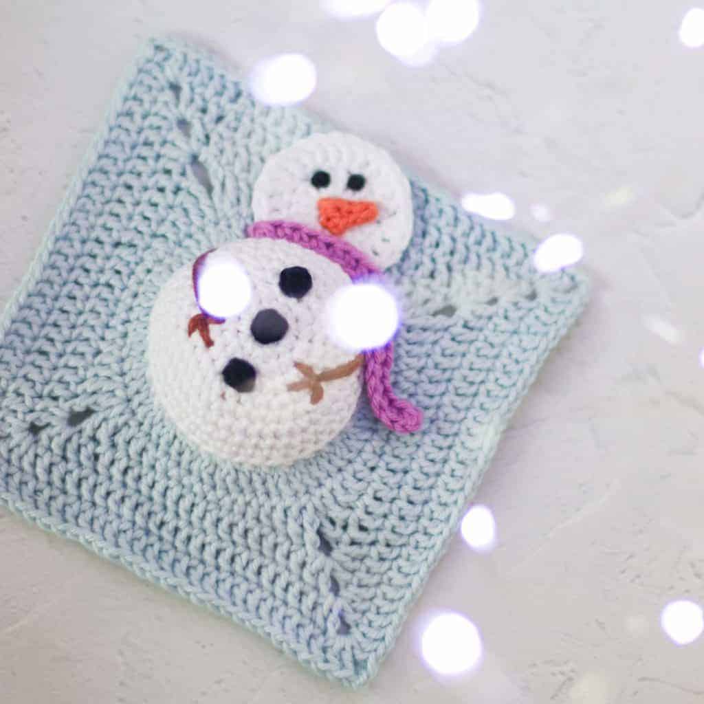 Christmas Granny Square | Free Crochet Snowman Pattern