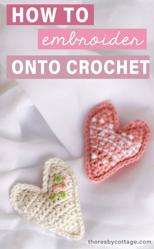 Embroidered crochet heart | Free crochet pattern