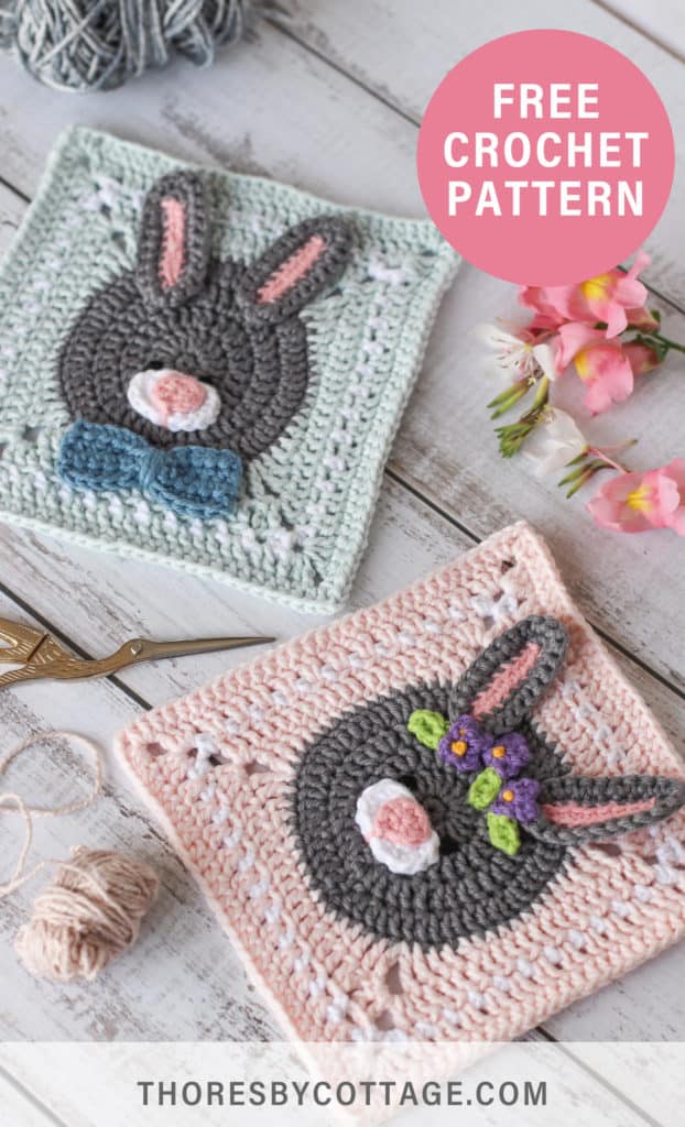 Free Crochet bunny pattern | Boy and Girl Rabbit Granny Squares