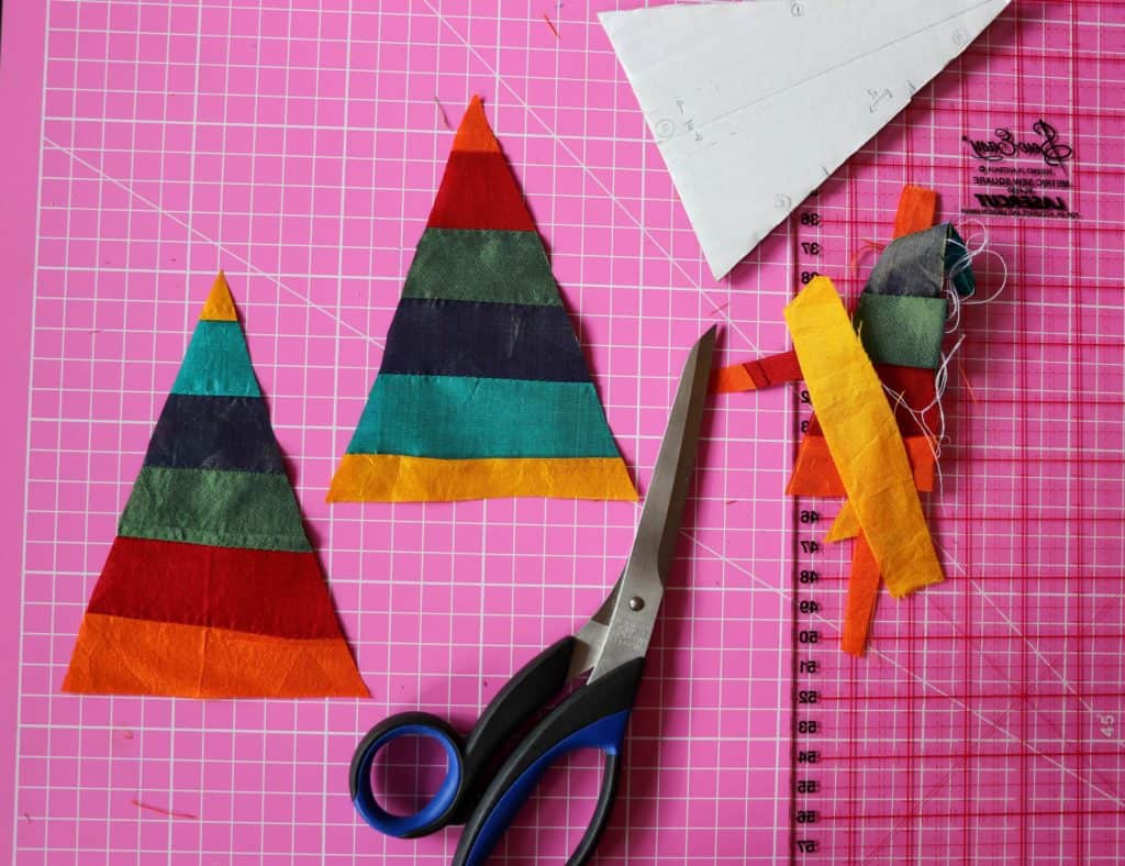 sewing a fabric Christmas tree